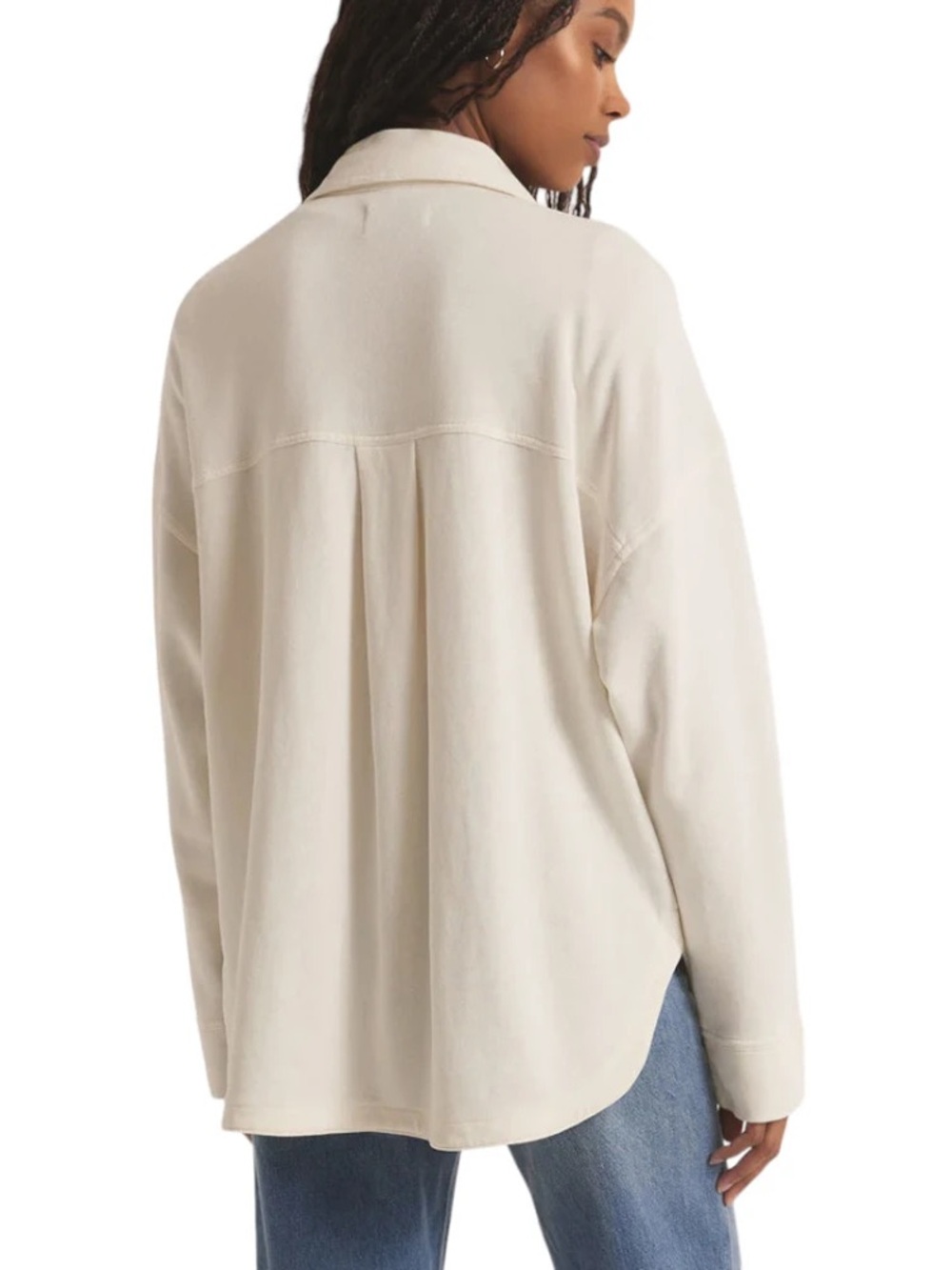 Z SUPPLY All Day Knit Jacket Shacket French Terry Sandstone Beige Small - Picture 2 of 10